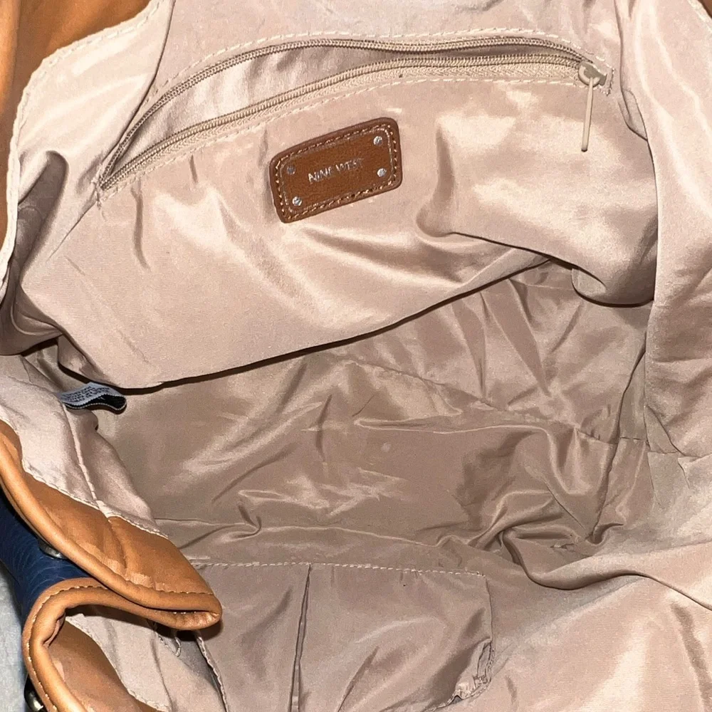 Nine west Stylish Blue and Tan Handbag